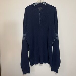 Eddie Bauer‎ Men's 1/4 Zip Sweater Pullover Navy XL Tall Classic Warm Outdoor